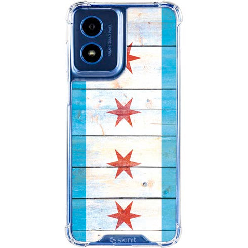 Chicago Flag Light Wood Moto G 5G (2024) Clear Case